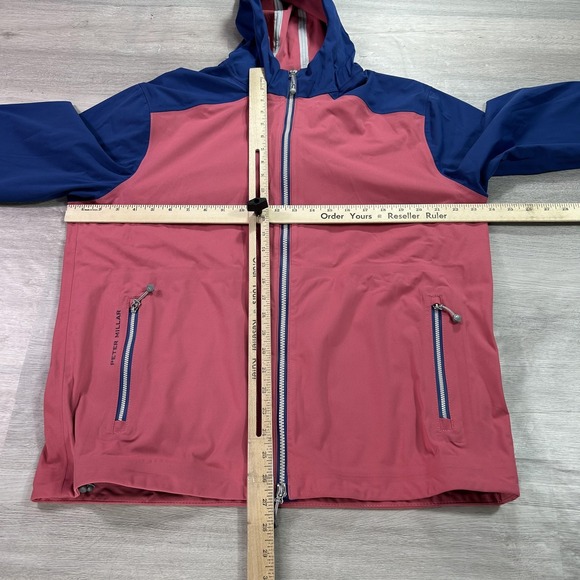 Peter Millar Hyperlight Link Jacket Mens Large Pink Hooded Waterproof Rain - Picture 8 of 14